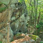 Trail passes through a rock notch